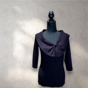 White House Black Market Wide Neckline 3/4 Sleeve Black Sweater, Size Small, EUC